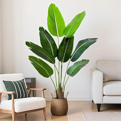 Artificial Tree Bird of Paradise Artificial Plant, 4 Ft Faux Tropical Plant Palm Tree with Leaves Trunks Faux Banana Leaf Tree for Home Decor Living Room Indoor Outdoor Office in Saudi Arabia
