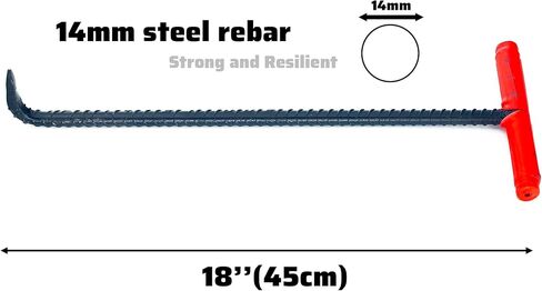 Heavy Duty 18''(45cm) Long T Shape Lifting Reaching Hook for Lifting Pulling Moving Manhole Covers, Storm Drains, Septic Tank Lids Door Pointed Head in Kuwait