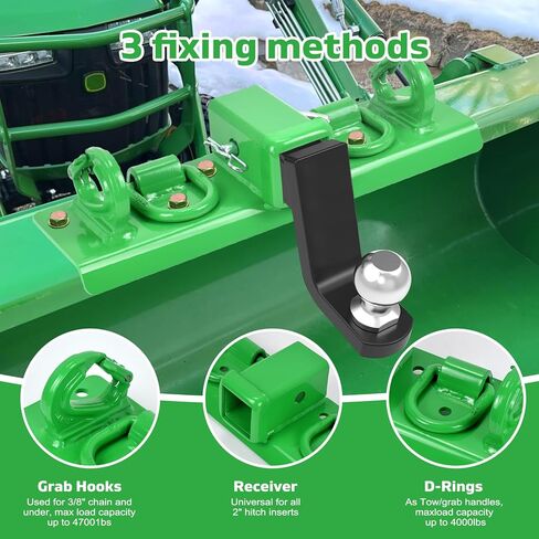 خطافات انتزاع دلو الجرار مع وظيفة القفل الذاتي (ترقية 2026)، خطافات دلو الجرار مثبتة على خطافات جهاز استقبال 2 بوصة (للخدمة الشاقة) مع حلقات على شكل حرف D متوافقة مع جرارات كوبوتا in Kuwait