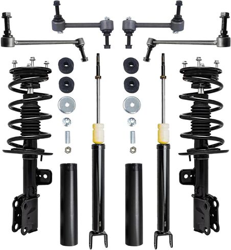 Detroit Axle - طقم التعليق الأمامي 16PC لعام 2006-2012 Toyota RAV4 ، 2 دعامات جاهزة ، 2 أذرع التحكم السفلية ، 4 قضبان التعادل 4 أشرطة الترجيع الخلفي الأمامية 2 امتصاص الصدمات الخلفي 2 استبدال الأحذية [2.4L 2.5L] in Kuwait
