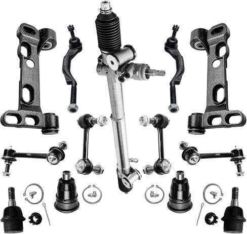 Detroit Axle-Front 12pc end end kit for 2008-2019 Toyota Sequoia ، 2007-2019 Tundra ، 4 rection rems rems w/ball joans 4 tie rolds 2 all sway bar recss 2 boots replic in Kuwait