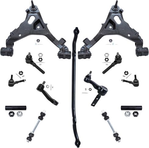 Detroit Axle-Front 12pc end end kit for 2008-2019 Toyota Sequoia ، 2007-2019 Tundra ، 4 rection rems rems w/ball joans 4 tie rolds 2 all sway bar recss 2 boots replic in Kuwait