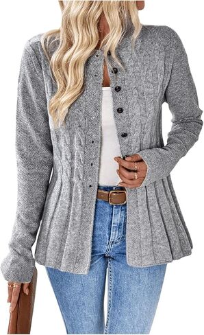Soly Hux Women's Button Down Cardigan Sweater Long Sleeve Crewneck العصرية العاطفية الكابلات المتماسكة in Saudi Arabia