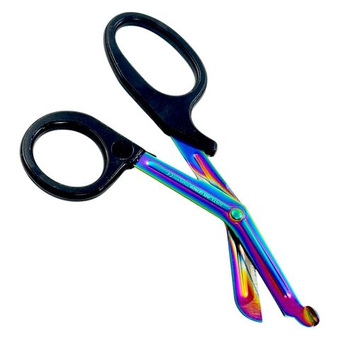 1 Each | 7.5" Utility Bandage Scissors, Serrated, with Black Plastic Handle & Titanium Color Fluoride Coated Blades, Non-Stick | Stainless Steel in Saudi Arabia