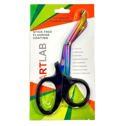 1 Each | 7.5" Utility Bandage Scissors, Serrated, with Black Plastic Handle & Titanium Color Fluoride Coated Blades, Non-Stick | Stainless Steel in Saudi Arabia