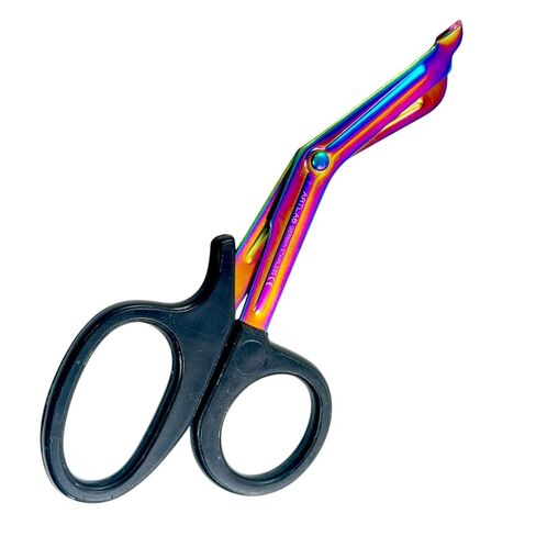 Trauma Utility Paramedic Shears 7.5in - Plastic Black Color Handle & Fluoride Coated Titanium Color Blades | Serrated | Stainless Steel Multi-Purpose Cutting Scissors (10pc) in Saudi Arabia