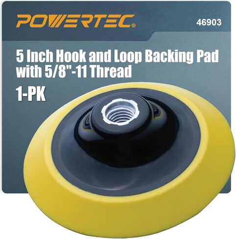 POWERTEC 5 Inch Hook and Loop Backing Pad with 5/8"-11 Thread, PU Sanding Pad for Angle Grinder with 5/8 Shaft, 5 Inch Backing Plate Replacement for DeWalt DCW402, 128402, DW400 (46903) in Saudi Arabia