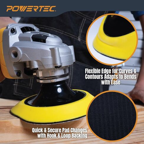 POWERTEC 5 Inch Hook and Loop Backing Pad with 5/8"-11 Thread, PU Sanding Pad for Angle Grinder with 5/8 Shaft, 5 Inch Backing Plate Replacement for DeWalt DCW402, 128402, DW400 (46903) in Saudi Arabia
