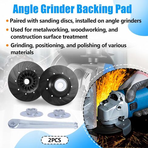 2PCS 4.5" x 5/8"-11 Angle Grinder Backing Pad Compatible with DeWalt, Bosch, BHA & More, Angle Grinder Ribbed Backing Pad Resin Fiber Disc for Grinding Polishing Sanding Woodworking, Non-Slip Design in Saudi Arabia