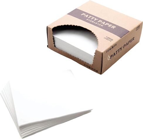 [5000 PACK] Dry Wax Burger Patty Liner Paper 5.5 x 5.5 Inches - Square Patty Papers, Hamburger Patty Papers, Cookies and more! in Saudi Arabia