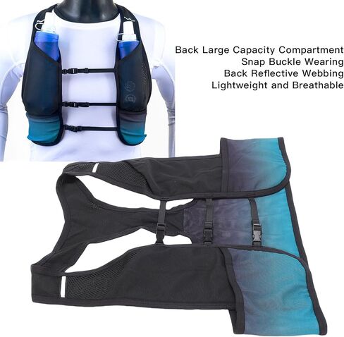 Generic Running Vest, Lightweight Breathable Hydration Vest with 2 Front 250ml Water Bottles and Back Zipper Compartment, with Reflective Strips for Jogging and Sports in Saudi Arabia