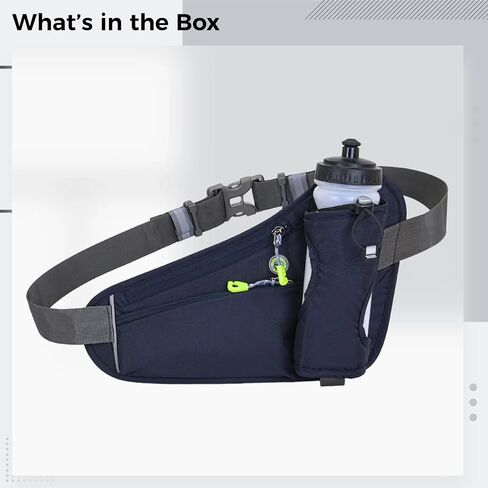Generic Fitness Belt With Water Bottle, Running Fanny Pack For Phone, Reflective Jogging Pouch, Adjustable Waist Strap, Hydration Storage in Saudi Arabia