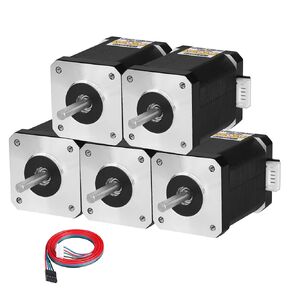 5Pack Nema 17 Stepper Motor 2 Phase 1.8‌°‌ 0.84Nm(118.95oz·in) High Torque Bipolar 60mm 1.1Ω 2.3A 4-Wire Shaft 24mm φ5mm 42 Stepper Motor Cable 1M for 3D Printer DIY Robot CNC Machine in Kuwait