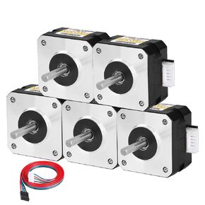 5Pack Nema 17 Stepper Motor 2 Phase 1.8‌°‌ 0.26Nm(36.82oz·in) High Torque Bipolar 26mm 1.1Ω 2.0A 4-Wire Shaft 24mm φ5mm 42 Stepper Motor Cable 1M for 3D Printer DIY Robot CNC Machine in Kuwait