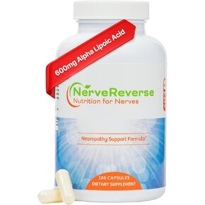 تركيبة دعم الاعتلال العصبي NerveReverse - حمض ألفا ليبويك 600 مجم، بنفوتيامين بقوة إضافية، B12، B9، B6، وD3 - دعم الأعصاب والطاقة والتمثيل الغذائي - نباتي - 60 كبسولة، شهر واحد in Kuwait
