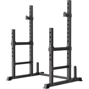 حامل القرفصاء القابل للتعديل ورف ضغط المقعد من VivZen - محطة رفع الأثقال متعددة الوظائف مع أذرع مراقبة وتخزين لوحة الوزن - معدات رياضية منزلية شديدة التحمل بوزن 600 رطل (ارتفاع 34 بوصة - 57 بوصة) in Kuwait