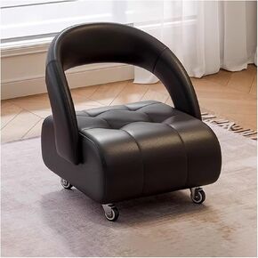 Rolling Stools with Wheels 4 360 ° Universal Wheels，High Rebound Sponge Filling Short Stool Suitable for Home Use Cute Desk Chair(Black,1) in Saudi Arabia