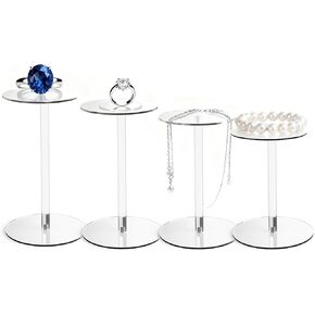 4 عبوات من حوامل عرض الأكريليك المستديرة، 5.5-5.9-6.5-7 بوصة رافعات عرض أكريليك شفافة صغيرة، مجموعة قاعدة بلاستيكية شفافة لعرض مجوهرات الأحجار الكريمة، ديكور طاولة حفلات الكب كيك in Kuwait