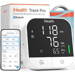 iHealth Track Pro Upper Arm Blood Pressure Monitor, Full-View LED Screen, Body & Cuff Detection, App-Enabled for iOS & Android, Adjustable Cuff Large Adults Arm Friendly in Kuwait