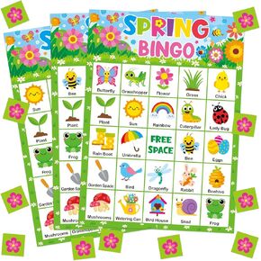 Yoklili Spring Bingo Game Cards 24 Players Springtime Party Card Games School Classroom Games Party Supplies in Kuwait