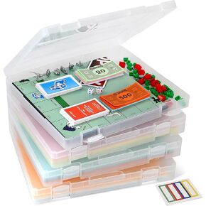 4-Pack Art & Craft Organizer Storage Case - Semi Transparent Stackable Plastic Craft Storage Container, Project Organizer Box Paper Organizer Custom Size Fit 8.5 x 11 Paper & More 12.4 x 10.8 x 1.7 In in Kuwait