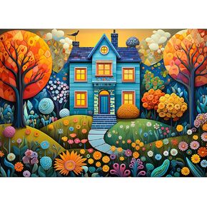 Jigsaw Puzzles for Adults 1000 Pieces, Interlock Perfectly Letter on Back No Dust, Home Decor Birthday Party Gift Toy for Men Women Elders Seniors, 1:1 Poster (Sweet Tree House) in Kuwait