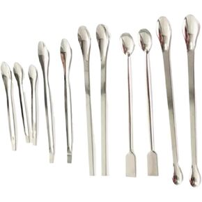 5 قطعة ملعقة طبية من الفولاذ المقاوم للصدأ للمختبر، ملعقة مجرفة ذات طرف واحد، مغرفة أخذ العينات 16/18/20/22/25/30 سم (طرف مزدوج 16 سم) in Kuwait