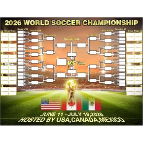 BUUFAN 2026 World Soccer Tournament Schedule Poster with Prediction Chart, Large Football Match Planner Wall Chart with Adhesive Tape, Interactive Bracket Gift for Football Fans in Kuwait