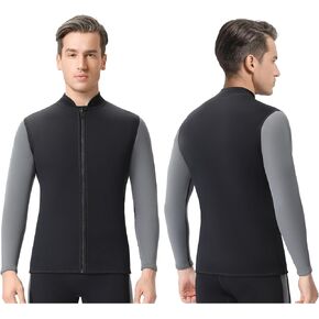 Top Wetsuit Jacket for Men Women Youth Front Zip Thermal Swim Wet Suit 2mm 3mm Neoprene Long Sleeves Shirts for Surfing Diving Kayaking in Kuwait