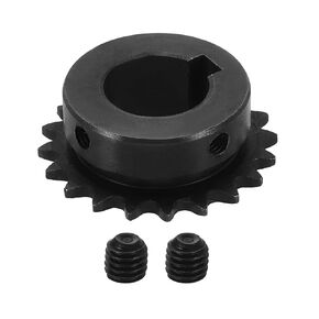 uxcell #25 Chain Roller Sprocket 10mm Bore 29mm OD, 13 Tooth C45 Carbon Steel ANSI #25 Roller Sprocket Round Hole with 4x1.8mm Keyway & Set Screws for ISO 04C Chain, Black in Kuwait
