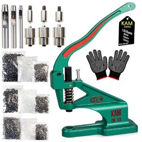 DK98 Upgraded Have Duty Hand Press Grommet kit with Eyelet Punch Tool kit.3 Dies and 1500 Pcs Grommets for Fabric tarps Curtains Paper Leather and Canvas in Kuwait