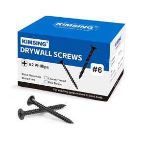 KIMSING Drywall Screws 2lb/Box, #6 x 1 Coarse Thread Philips Drive #2 Bugle Head Wood Screws with Black Phosphate Finish M3.5 Sharp Point Screws in Kuwait