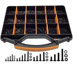مجموعة متنوعة من البراغي المترية 3000 قطعة، مجموعة براغي M2 M3 M4 M5، مجموعة براغي الماكينة المترية، براغي غطاء رأس زر سداسي ومجموعة صواميل وغسالات، مجموعات متنوعة من البراغي والمسامير، درجة 10.9 من سبائك الصلب الأسود in Kuwait
