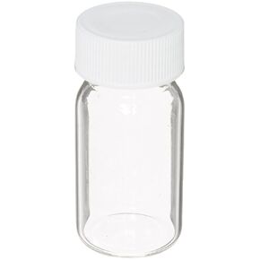 JG Finneran 9-121 Clear Borosilicate Glass Standard VOA Vial with White Polypropylene Solid Top Closure and PTFE Lined, 24-400mm Cap Size, 20mL Capacity (Pack of 72) in Kuwait
