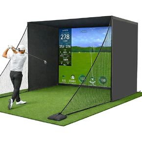 حاوية جهاز محاكاة الجولف للمنزل 10x8 قدم مع شاشة HD Impact Sim وشبكتين عرقوب وحشوة إسفنجية للزاوية للتمرين في المرآب الداخلي in Kuwait
