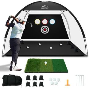 Golf Net, 10x7 Ft Golf Hitting Net with Tri-Turf Mat, Multi-Target Golf Practice Net for Outdoor/Indoor Chipping & Driving, Ideal Gift for Men/Dad/Husband/Golfers in Kuwait