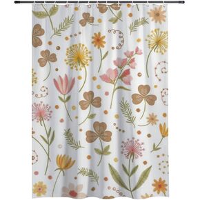 الأزهار البولكا نقطة نمط الحمام دش الستار مع السنانير، الصيف للماء دش الستار الهبي، قابل للغسل النسيج عطلة الستائر بوهو للحمام حمام ديكور 60x72 في in Kuwait