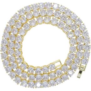 14K Gold Over S925 Necklace with Single-Row Hip-Hop Moissanite Tennis Chain – Simplicity Meets Elegance. The Beautiful Gift for Those Who Appreciate Classic Charm,Father's Day Gifts for Dad in Kuwait