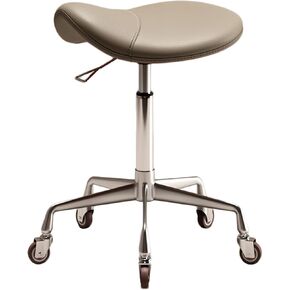 مقعد سرج بعجلات، مقعد دوار من جلد البولي يوريثان، كرسي دوار قابل للتعديل، لعيادة تصفيف الشعر والمكتب المنزلي، يتحمل وزن 440 رطل (أسود) in Kuwait