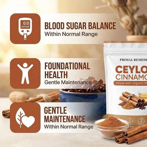 Primal Remedies Ceylon Cinnamon - 300 Softgels with MCT Oil, Highly Bioavailable, Non-GMO, Gluten Free, Vegan Capsules for Metabolism Support in Kuwait