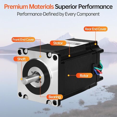 Nema 23 Closed Loop Stepper Motor with Integrated Closed Loop Stepper Driver 1.8‌°‌ 2 Phase High Torque 1.1Nm(155.77oz·in) Bipolar 4.0A 0.45Ω 73mm Cable 0.3M for CNC Mill Lathe in Kuwait