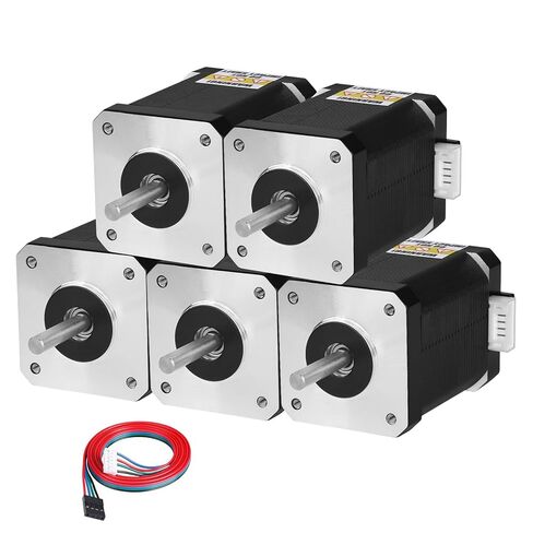 5Pack Nema 17 Stepper Motor 2 Phase 1.8‌°‌ 0.84Nm(118.95oz·in) High Torque Bipolar 60mm 1.1Ω 2.3A 4-Wire Shaft 24mm φ5mm 42 Stepper Motor Cable 1M for 3D Printer DIY Robot CNC Machine in Kuwait