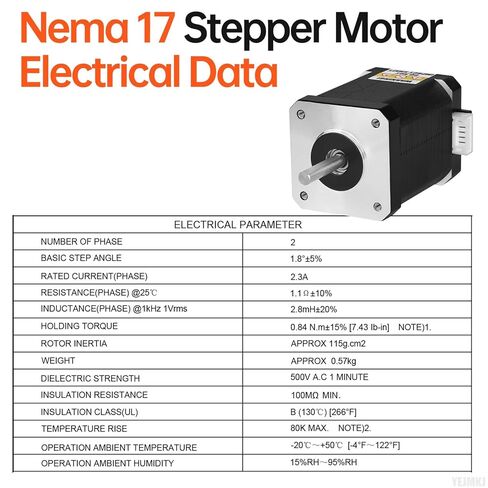 5Pack Nema 17 Stepper Motor 2 Phase 1.8‌°‌ 0.84Nm(118.95oz·in) High Torque Bipolar 60mm 1.1Ω 2.3A 4-Wire Shaft 24mm φ5mm 42 Stepper Motor Cable 1M for 3D Printer DIY Robot CNC Machine in Kuwait