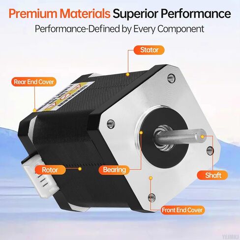5Pack Nema 17 Stepper Motor 2 Phase 1.8‌°‌ 0.84Nm(118.95oz·in) High Torque Bipolar 60mm 1.1Ω 2.3A 4-Wire Shaft 24mm φ5mm 42 Stepper Motor Cable 1M for 3D Printer DIY Robot CNC Machine in Kuwait
