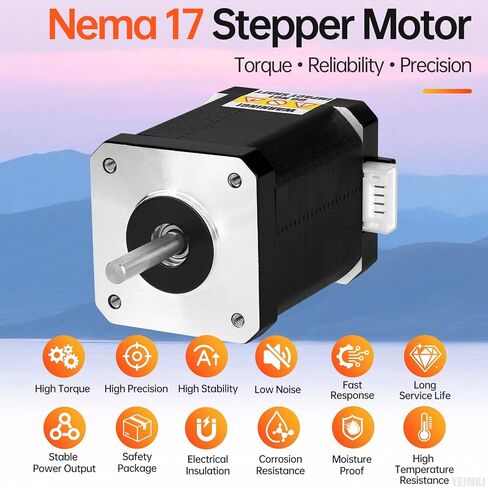 5Pack Nema 17 Stepper Motor 2 Phase 1.8‌°‌ 0.84Nm(118.95oz·in) High Torque Bipolar 60mm 1.1Ω 2.3A 4-Wire Shaft 24mm φ5mm 42 Stepper Motor Cable 1M for 3D Printer DIY Robot CNC Machine in Kuwait