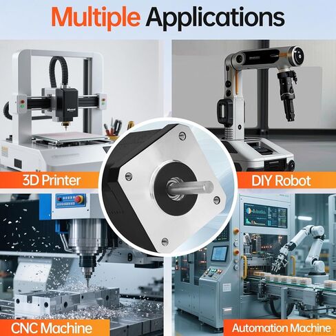 5Pack Nema 17 Stepper Motor 2 Phase 1.8‌°‌ 0.84Nm(118.95oz·in) High Torque Bipolar 60mm 1.1Ω 2.3A 4-Wire Shaft 24mm φ5mm 42 Stepper Motor Cable 1M for 3D Printer DIY Robot CNC Machine in Kuwait