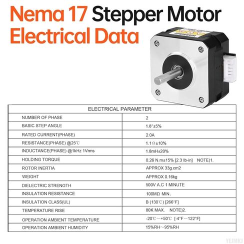 5Pack Nema 17 Stepper Motor 2 Phase 1.8‌°‌ 0.26Nm(36.82oz·in) High Torque Bipolar 26mm 1.1Ω 2.0A 4-Wire Shaft 24mm φ5mm 42 Stepper Motor Cable 1M for 3D Printer DIY Robot CNC Machine in Kuwait