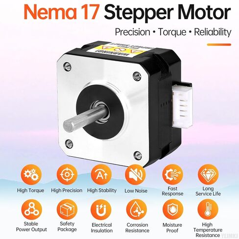 5Pack Nema 17 Stepper Motor 2 Phase 1.8‌°‌ 0.26Nm(36.82oz·in) High Torque Bipolar 26mm 1.1Ω 2.0A 4-Wire Shaft 24mm φ5mm 42 Stepper Motor Cable 1M for 3D Printer DIY Robot CNC Machine in Kuwait