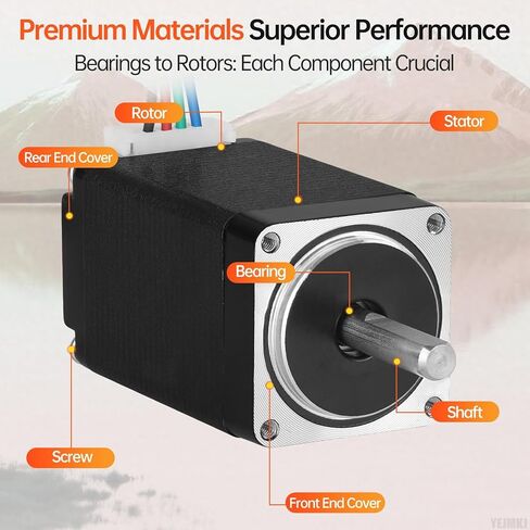 Nema 11 Stepper Motor 2 Phase 1.8‌°‌ 13Ncm(18.41oz·in) High Torque Bipolar 45mm 7.3Ω 0.8A 4-Wire Shaft 20mm φ5mm 28 Stepper Motor Cable 1M for 3D Printer DIY Robot CNC Machine in Kuwait