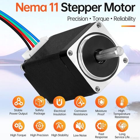 Nema 11 Stepper Motor 2 Phase 1.8‌°‌ 13Ncm(18.41oz·in) High Torque Bipolar 45mm 7.3Ω 0.8A 4-Wire Shaft 20mm φ5mm 28 Stepper Motor Cable 1M for 3D Printer DIY Robot CNC Machine in Kuwait